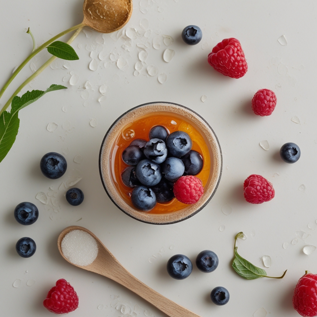 Kumpulan buah-buahan beri segar berwarna merah dan ungu termasuk blueberry, raspberry, dan stroberi di atas permukaan putih bersih